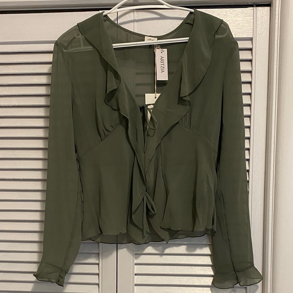Aritzia Wilfred Frenchy Blouse Smoky Sage